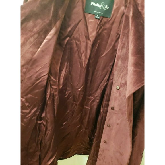 Pasha & Jo of New York Maroon Velvet Jacket Womens Sz 6, wide lapels, Beautiul! - Picture 11 of 12
